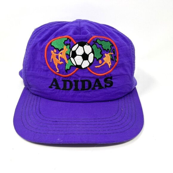 Vintage Super Rare Adidas Soccer Nylon Hat Cap SnapBack Logo On Bill